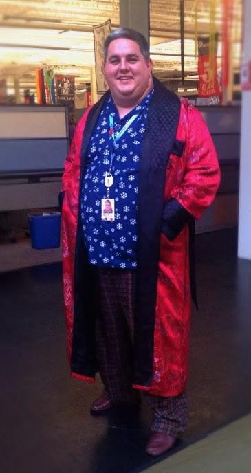 Dressing gown at the office on pajama day